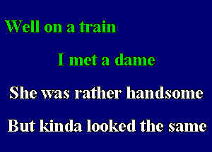 er11 on a train
I met a (lame
She was rather handsome

But kinda looked the same