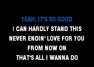 YEAH, IT'S SO GOOD
I CAN HARDLY STAND THIS
NEVER EHDIH' LOVE FOR YOU
FROM NOW ON
THAT'S ALL I WANNA DO