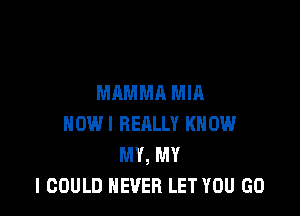 MAMMA MIA

HOW! REALLY KNOW
MY, MY
I COULD NEVER LET YOU GO