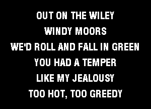 OUT ON THE WILEY
WINDY MOORS
WE'D ROLL AND FALL IH GREEN
YOU HAD A TEMPER
LIKE MY JEALOUSY
T00 HOT, T00 GREEDY