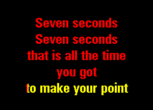 Seven seconds
Seven seconds

that is all the time
you got
to make your point
