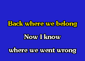Back where we belong

Now I know

where we went wrong