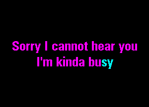 Sorry I cannot hear you

I'm kinda busy
