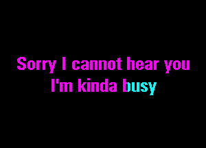 Sorry I cannot hear you

I'm kinda busy