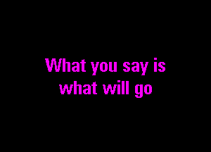 What you say is

what will go