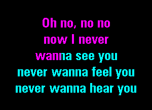 Oh no. no no
now I never

wanna see you
never wanna feel you
never wanna hear you