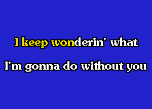 I keep wonderin' what

I'm gonna do without you