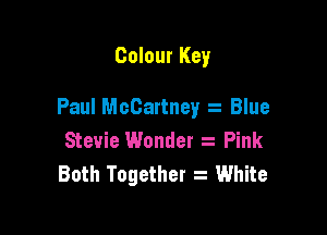 Colour Key

Paul McCartney Blue

Stevie Wonder Pink
Both Together z White