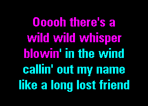 Ooooh there's a
wild wild whisper
blowin' in the wind
callin' out my name

like a long lost friend