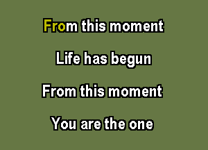 From this moment

Life has begun

From this moment

You are the one