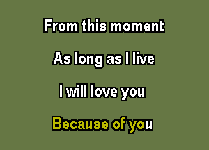 From this moment
As long as I live

I will love you

Because of you