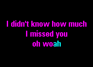 I didn't know how much

I missed you
oh woah