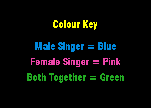 Colour Key

Male Singer 2 Blue

Female Singer Pink
Both Together z' Green