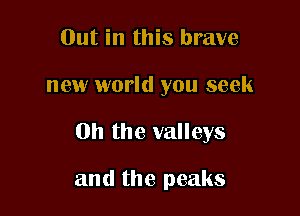 Out in this brave

new world you seek

Oh the valleys

and the peaks