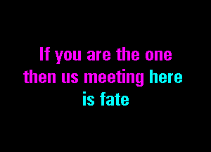 If you are the one

than us meeting here
is fate