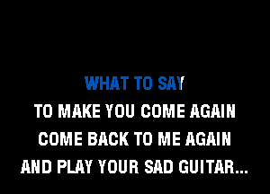 WHAT TO SAY
TO MAKE YOU COME AGAIN
COME BACK TO ME AGAIN
AND PLAY YOUR SAD GUITAR...