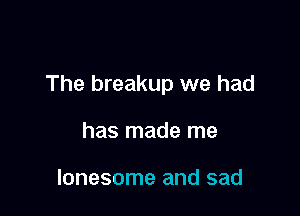The breakup we had

has made me

lonesome and sad