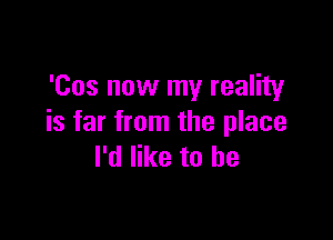 'Cos now my reality

is far from the place
I'd like to be