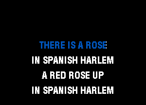 THERE IS A BOSE

IN SPANISH HARLEM
A RED ROSE UP
IN SPANISH HARLEM