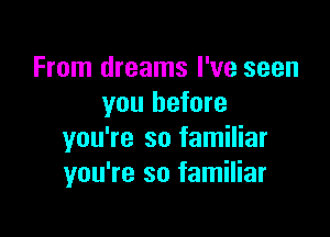 From dreams I've seen
you before

you're so familiar
you're so familiar