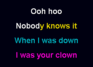 Ooh hoo

Nobody knows it

When I was down