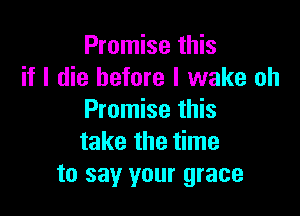 Promise this
if I die before I wake oh

Promise this
take the time
to say your grace