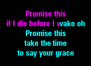 Promise this
if I die before I wake oh

Promise this
take the time
to say your grace