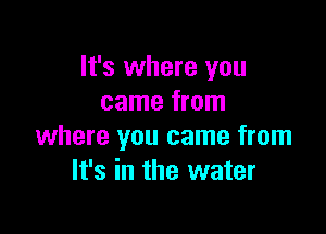 It's where you
came from

where you came from
It's in the water