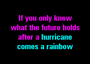 If you only knew
what the future holds

after a hurricane
comes a rainbow