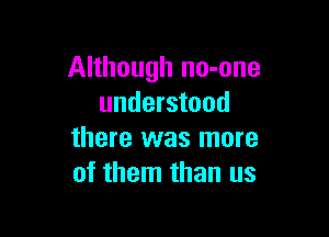 Although no-one
understood

there was more
of them than us