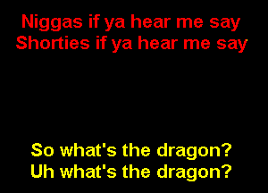 Niggas if ya hear me say
Shorties if ya hear me say

So what's the dragon?
Uh what's the dragon?