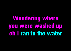 Wondering where

you were washed up
oh I ran to the water