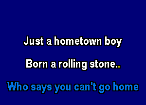 Just a hometown boy

Born a rolling stone..