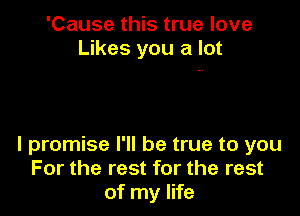 'Cause this true love
Likes you a lot

I promise I'll be true to you
For the rest for the rest
of my life