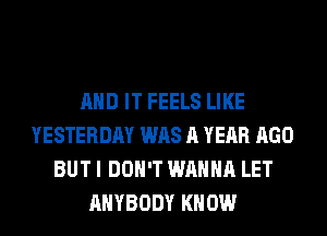 AND IT FEELS LIKE
YESTERDAY WAS A YEAR AGO
BUT I DON'T WANNA LET
ANYBODY KNOW