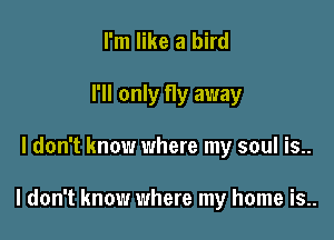 I'm like a bird
I'll only fly away

I don't know where my soul is..

I don't know where my home is..