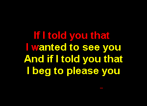 If I told you that
I wanted to see you

And if I told you that
I beg to please you