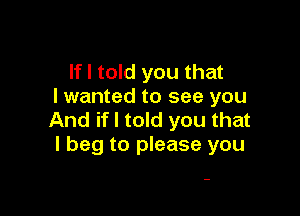 If I told you that
I wanted to see you

And if I told you that
I beg to please you