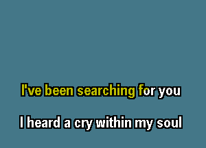 I've been searching for you

I heard a cry within my soul