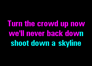 Turn the crowd up now

we'll never back down
shoot down a skyline