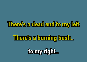 There's a dead end to my left

There's a burning bush..

to my right.