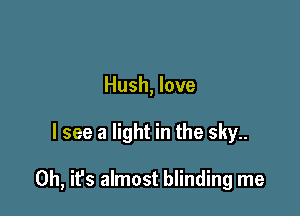 Hush, love

I see a light in the sky..

0h, ifs almost blinding me