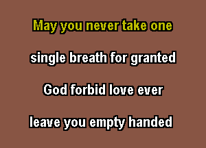May you never take one
single breath for granted

God forbid love ever

leave you empty handed