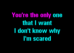 You're the only one
that I want

I don't know why
I'm scared