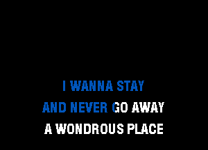 I WANNA STAY
AND NEVER GO AWAY
A WOHDROUS PLACE