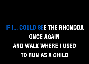 IF I... COULD SEE THE RHOHDDA
ONCE AGAIN
AND WALK WHERE I USED
TO RUN AS A CHILD