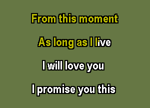 From this moment
As long as I live

I will love you

I promise you this