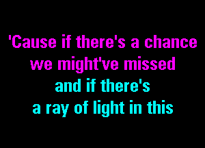 'Cause if there's a chance
we might've missed
and if there's
a ray of light in this