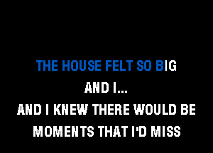 THE HOUSE FELT SO BIG
AND I...
AHD I KNEW THERE WOULD BE
MOMENTS THAT I'D MISS