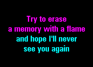 Try to erase
a memory with a flame

and hope I'll never
see you again